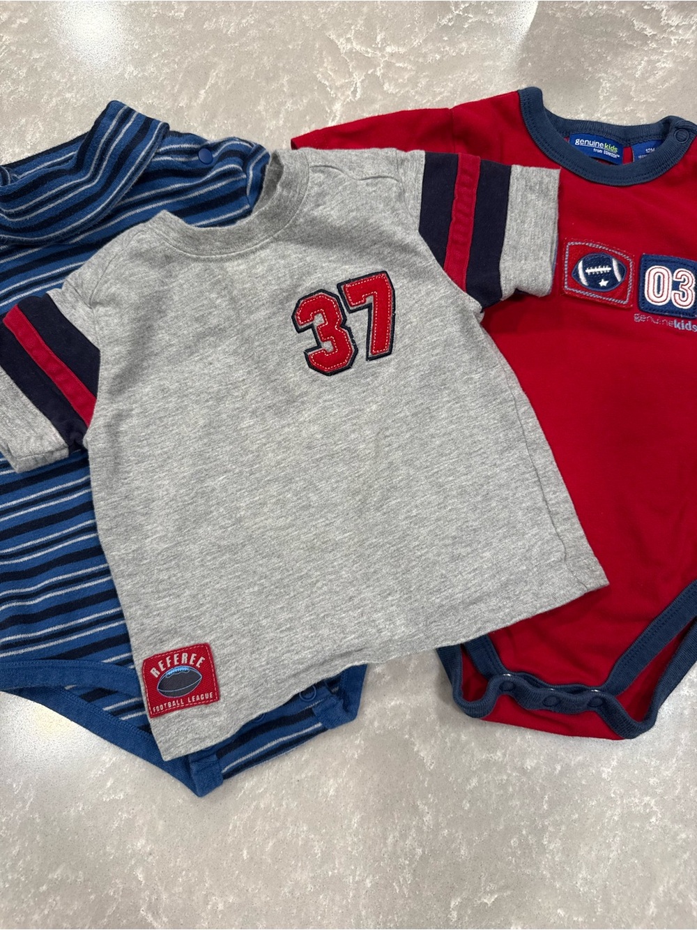 Baby Boy 12M Football Bodysuit Shirt Lot Circo Genuine Kids 3 Piece
